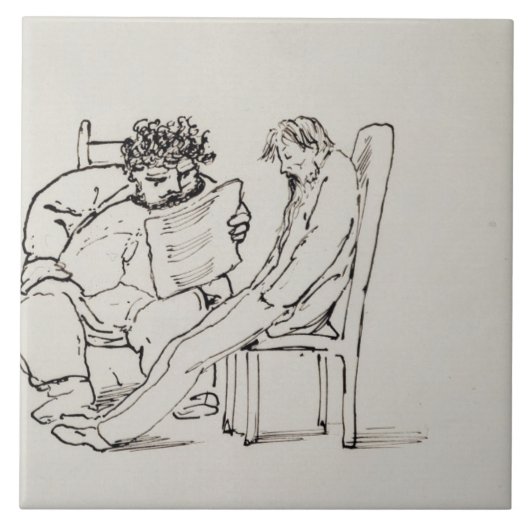 ウィリアム・モリスの(1834-96年の)読書詩歌の漫画 タイル (正面)