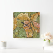 ウィリアム・モリスのAcanthusのヴィンテージの花柄 スクエア壁時計 (ホーム)