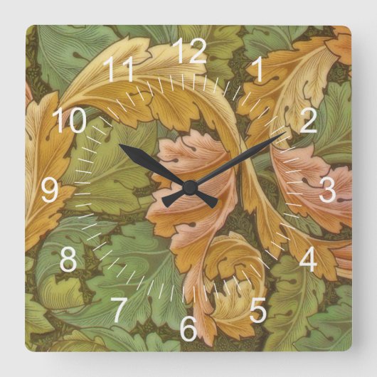 ウィリアム・モリスのAcanthusのヴィンテージの花柄 スクエア壁時計 (正面)