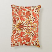 ウィリアム・モリスのHyacinthのプリント、オレンジおよび錆 アクセントクッション (裏面(縦))