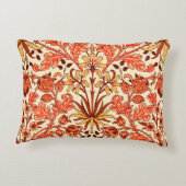 ウィリアム・モリスのHyacinthのプリント、オレンジおよび錆 アクセントクッション (裏面)