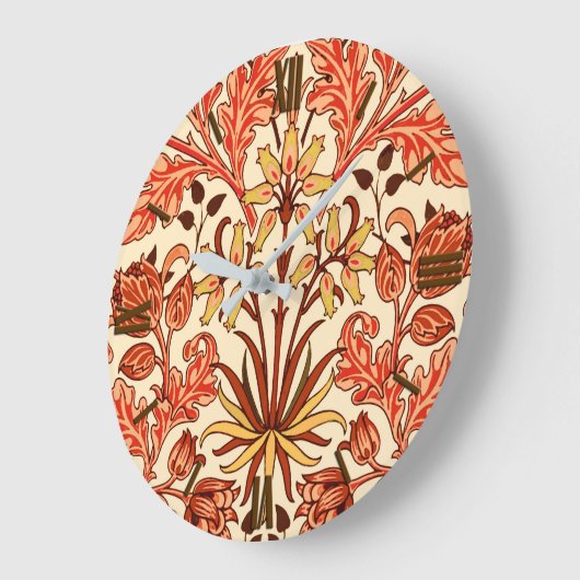 ウィリアム・モリスのHyacinthのプリント、オレンジおよび錆 ラージ壁時計 (傾斜)