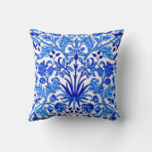 ウィリアム・モリスのHyacinthのプリント、コバルトブルー及び白 クッション (裏面)