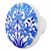 ウィリアム・モリスのHyacinthのプリント、コバルトブルー及び白 セラミックノブ (右)