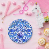 ウィリアム・モリスのHyacinthのプリント、コバルトブルー及び白 ペーパープレート (パーティー)