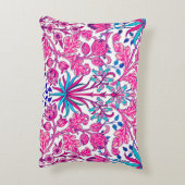 ウィリアム・モリスのHyacinthのプリント、明るい赤紫色のピンク アクセントクッション (裏面(縦))