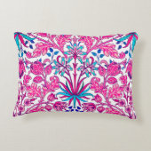 ウィリアム・モリスのHyacinthのプリント、明るい赤紫色のピンク アクセントクッション (裏面)