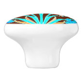 ウィリアム・モリスのHyacinthのプリント、水およびブラウン セラミックノブ (側面)