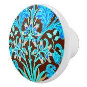 ウィリアム・モリスのHyacinthのプリント、水およびブラウン セラミックノブ (右)