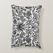 ウィリアム・モリスのHyacinthのプリント、黒、白及び灰色 アクセントクッション (裏面(縦))