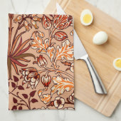 ウィリアム・モリスのHyacinthプリント、ブラウンおよびベージュ色 キッチンタオル (四つ折り)
