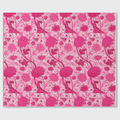 ウィリアム・モリスのJacobean花柄、明るい赤紫色のピンク ラッピングペーパー (フラット)