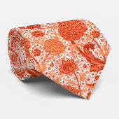 ウィリアム・モリスのJacobean花柄、珊瑚のオレンジ ネクタイ (ロール)