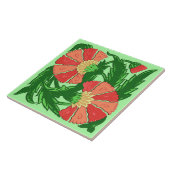 ウィリアム・モリスのJacobean、珊瑚のオレンジおよび緑 タイル (側面)