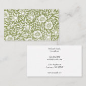 ウィリアム・モリスのMallowの緑パターン 名刺 (正面/裏面)
