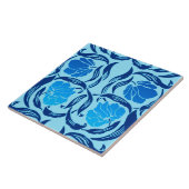 ウィリアム・モリスのPimpernel、デニム及び淡いブルー タイル (側面)