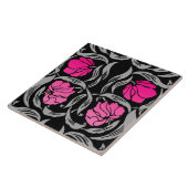 ウィリアム・モリスのPimpernel、赤紫のピンクおよび黒い タイル (側面)