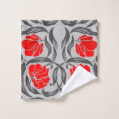 ウィリアム・モリスのPimpernel、銀製灰色および赤 バスタオルセット (ウォッシュタオル)