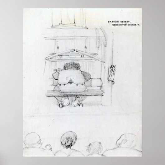 ウィリアム・モリスは彼の織り物、風刺画の中に ポスター (正面)