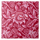 ウィリアム・モリスひまわりの花、バーガンディとピンク タイル (正面)