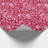 ウィリアム・モリスひまわりの花、バーガンディとピンク ラッピングペーパー (角)