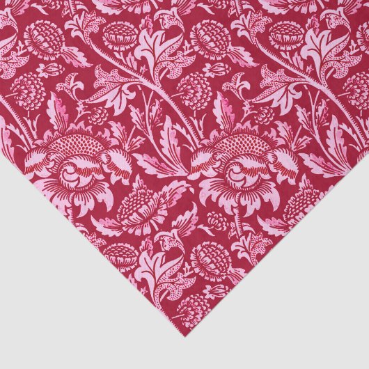 ウィリアム・モリスひまわりの花、バーガンディとピンク 薄葉紙 (詳細)