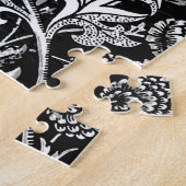 ウィリアム・モリスひまわり花、黒、白、グレー ジグソーパズル (側面)