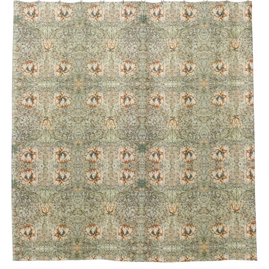 ウィリアム・モリスアンティークハニーサックルクラシックフローラ シャワーカーテン (正面)