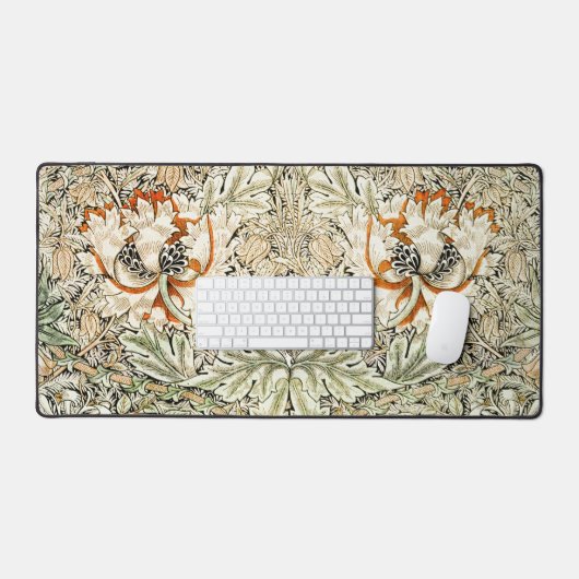 ウィリアム・モリスアンティークハニーサックルクラシックフローラ デスクマット (キーボード&マウス)
