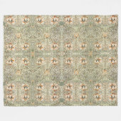 ウィリアム・モリスアンティークハニーサックルクラシックフローラ フリースブランケット (正面(横))