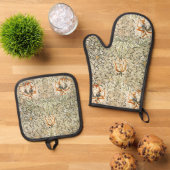 ウィリアム・モリスアンティークハニーサックルクラシックフローラ 鍋つかみ&鍋敷きセット (トップダウン)