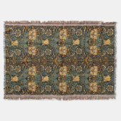 ウィリアム・モリスアンティークハニーサックルフローラルパターン スローブランケット (正面)