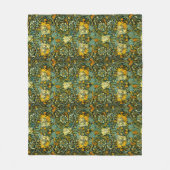 ウィリアム・モリスアンティークハニーサックルフローラルパターン フリースブランケット (正面)