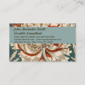 ウィリアム・モリスアンティークハニーサックルフローラルパターン 名刺 (正面)