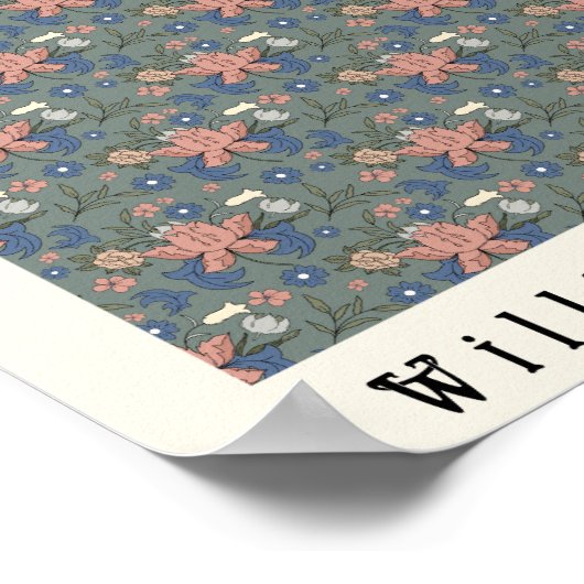 ウィリアム・モリスアールヌーボーフラワーデザイングリーン ポスター (角)