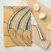 ウィリアム・モリスアールヌーボーフローラと葉 キッチンタオル (四つ折り)