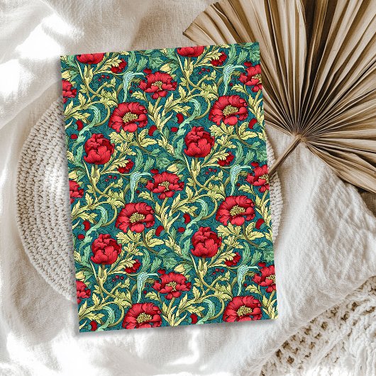 ウィリアム・モリスインスパイアバルガンの埃っぽい緑 薄葉紙