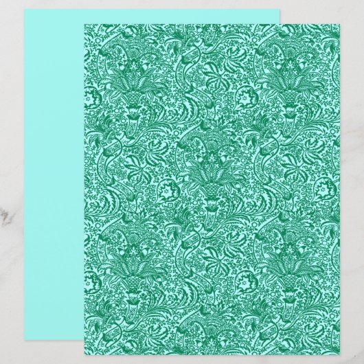 ウィリアム・モリスインディアン、ターコイズ&ライトアクア (正面/裏面)