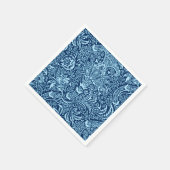 ウィリアム・モリスインディアン、ダークインディゴとスカイブルー スタンダードカクテルナプキン (角)