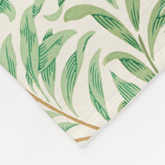 ウィリアム・モリスウィロー・バウ。ヴィンテージ緑 フリースブランケット (角)