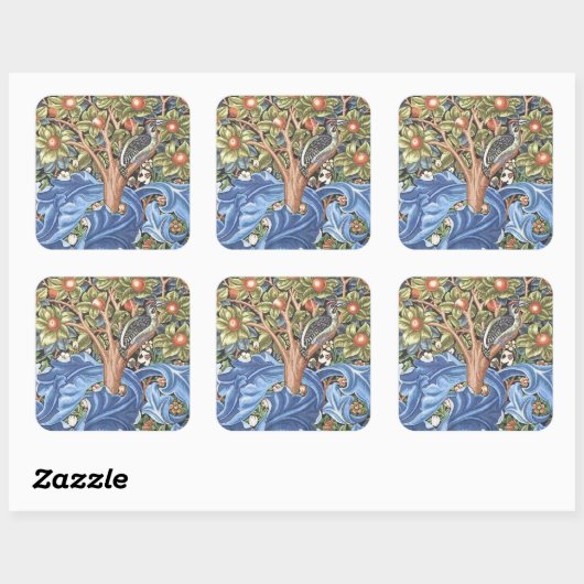 ウィリアム・モリスウッドペッカータペストリーフローラヴィンテージ スクエアシール (シート)