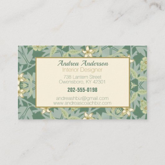 ウィリアム・モリスジャスミンフローラ 名刺 (裏面)