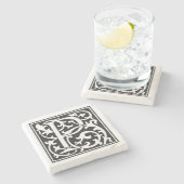 ウィリアム・モリススタイルイニシャル文字P ストーンコースター (横)