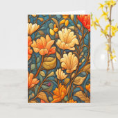 ウィリアム・モリススタイルフローラルパターン紅葉 カード (黄色い花)