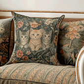 ウィリアム・モリススタイルヴィンテージ園の猫 クッション