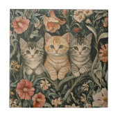 ウィリアム・モリススタイルヴィンテージ園の猫 タイル (正面)