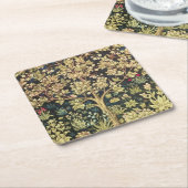 ウィリアム・モリスツリーオブライフフローラヴィンテージアート スクエアペーパーコースター (アングル)