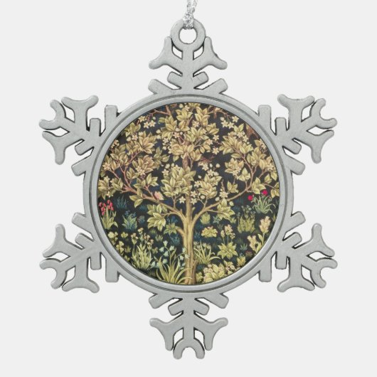 ウィリアム・モリスツリーオブライフヴィンテージプレラファエリート スノーフレークピューターオーナメント (正面)