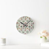 ウィリアム・モリスデイジーフローラ壁紙パターン ラウンド壁時計 (ホーム)