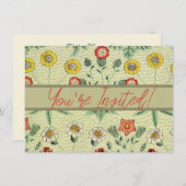 ウィリアム・モリスデイジーフローラ壁紙パターン 招待状 (正面/裏面)